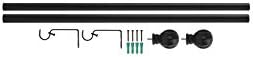 Ivilon Curtain Rod with Ball Finials - 1 Inch Black