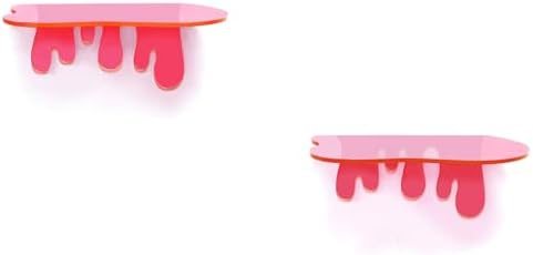 SetGame 2 Pack Acrylic Floating Wall Shelves - Pink 7 Inch Display
