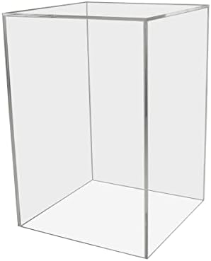 Tall Display Cube 12x12x16 Clear with White Base