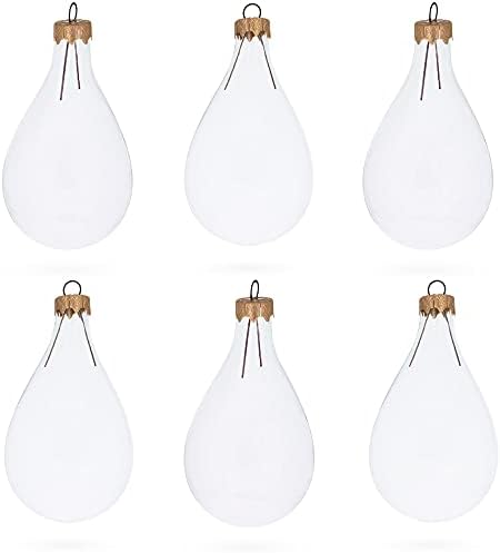 Set of 6 Clear Glass Waterdrop Finial Christmas Ornaments 1