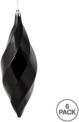 Vickerman 8 Shiny Swirl Finial Ornament 6 Pack Black