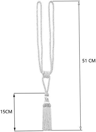 Fenghuangwu 2PCS Curtain Tassel Tiebacks Handmade Tassels Rope Holdbacks for Home Office Decor - White