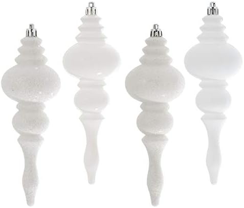 Vickerman 7 Inch White Finial Ornament 8 Pack