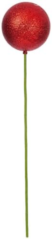 Vickerman 4 Inch Red Glitter Ball Ornament Stick 6 Pack