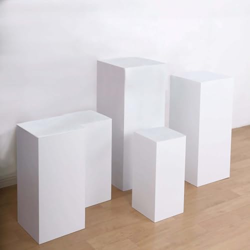 Set of 5 White Metal Rectangular Display Pedestals