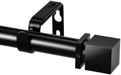 Adjustable Black Metal Curtain Rod 32-72 Inches