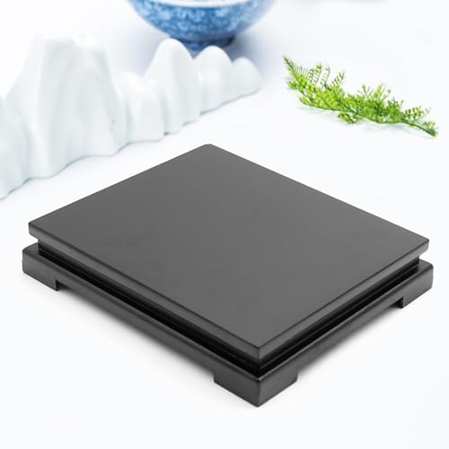 MDEOOSKY Rectangle Wood Display Stand Black
