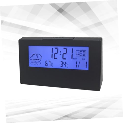 ABOOFAN LCD Temperature Humidity Alarm Clock with Weather