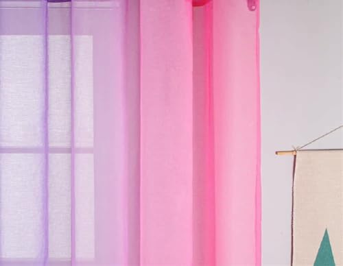 European American Color Gradient Basic Rod Pocket Top Semi Sheer Curtains Blue 2 Panels