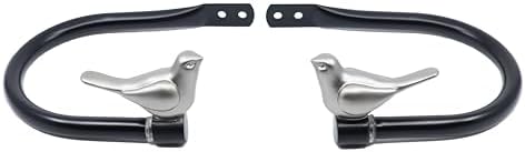 Meriville Set of 2 Farmhouse Bird Window Curtain Holdbacks Pewter Finial with Black Hook