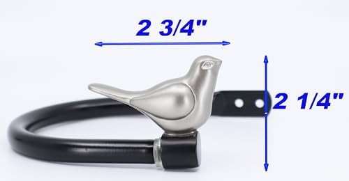 Meriville Set of 2 Farmhouse Bird Window Curtain Holdbacks Pewter Finial with Black Hook