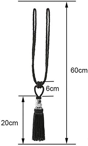 Fenghuangwu Tassel Curtain Tiebacks Elegant Crystal Holdbacks for Home Office Decor Charcoal 2P