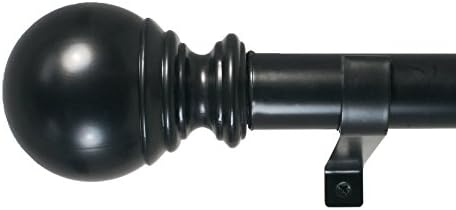 Decopolitan Ball Single Telescoping Drapery Rod Set Black 18-36 Inch