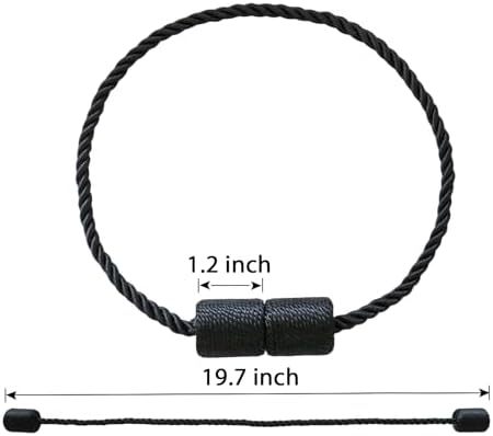 2 Pack Black Magnetic Curtain Holdbacks - Strong Tangle-Free