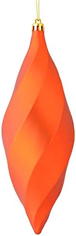 Vickerman 8 Inch Matte Swirl Finial Ornament 6 Pack Burnished Orange