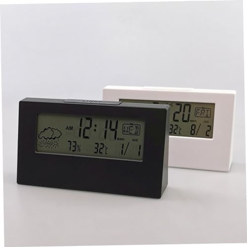 ABOOFAN LCD Temperature Humidity Alarm Clock with Weather