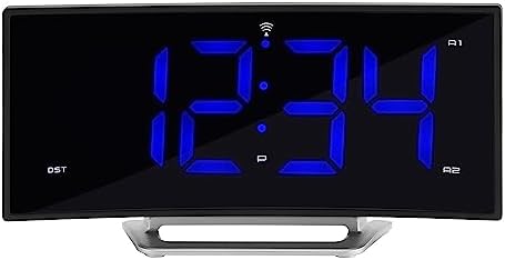La Crosse Technology Curved Blue LED Atomic Dual Alarm Clock with 4 Time Zones