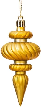 Vickerman 4 Inch Gold Finial Ornament Set 8 Pack