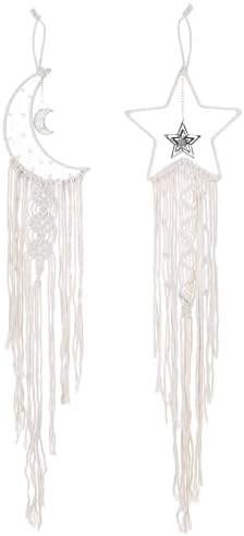 Uxcell 2 Pcs Star Moon Dreamcatcher Handmade Wall Hanging