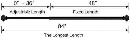 Turquoize Black Adjustable Single Curtain Rod 2 Pack