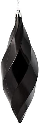 Vickerman 8 Shiny Swirl Finial Ornament 6 Pack Black