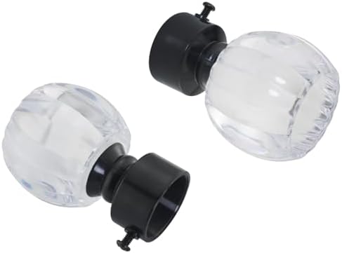 2PCS Clear Crystal Curtain Rod Ends with Adjustable Screws