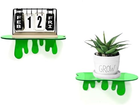 SetGame 2-Pack Green Acrylic Floating Wall Shelves