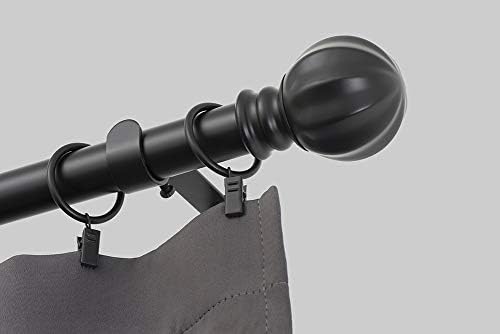 Ivilon Curtain Rod with Ball Finials - 1 Inch Black
