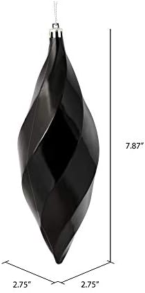 Vickerman 8 Shiny Swirl Finial Ornament 6 Pack Black