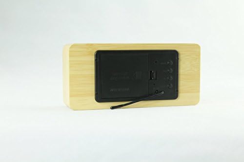 Yirong Battery Powered Rectangle Wood Grain LED Alarm Clock with Date and Temperature Display