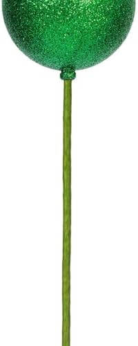 Vickerman 3 Inch Green Glitter Ball Ornament Stick 12 Per Bag