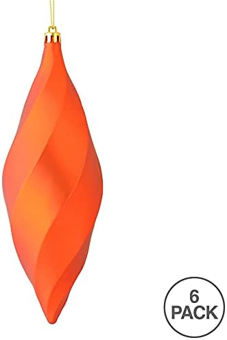 Vickerman 8 Inch Matte Swirl Finial Ornament 6 Pack Burnished Orange