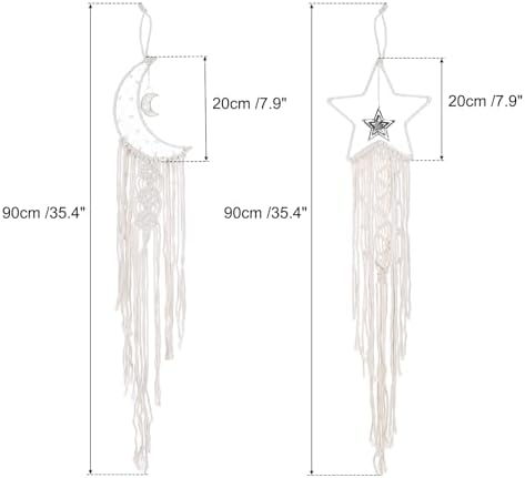 Uxcell 2 Pcs Star Moon Dreamcatcher Handmade Wall Hanging