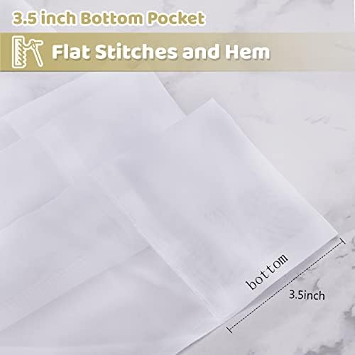 White Sheer Curtains 54 Inch Length 2 Panels Set