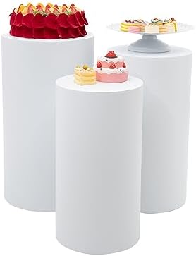 3pcs White Acrylic Cylinder Pedestal Stands for Events