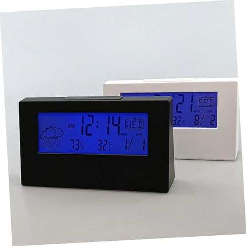 ABOOFAN LCD Temperature Humidity Alarm Clock with Weather