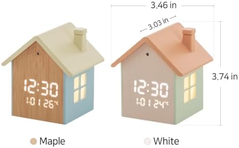 FLAITO Mood Home LED Table Clock - House-Shaped Night Light with Auto-Dimming and Snooze