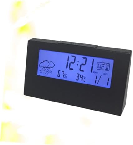 ABOOFAN LCD Temperature Humidity Alarm Clock with Weather