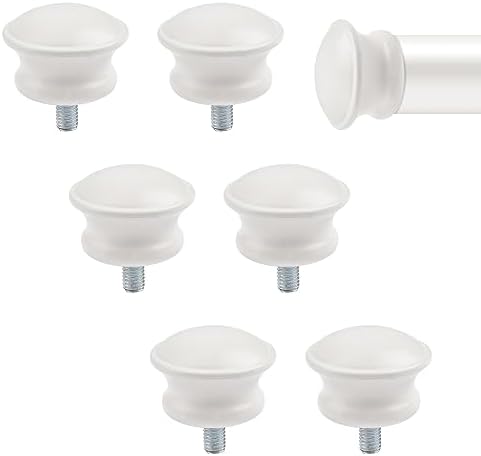 Curtain Finials 6Pcs Plastic Mushroom Shape Rod Caps White Vintage Window Decor