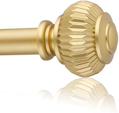 Gold Curtain Rods for Windows 48-84 Inches Adjustable Heavy Duty with Lantern Ball Finials