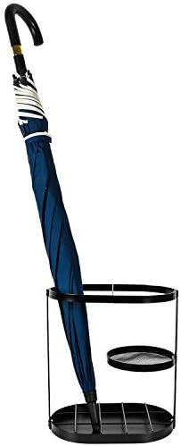 Modern Black Metal Umbrella Stand Rack with Drip Tray and 15 Slots