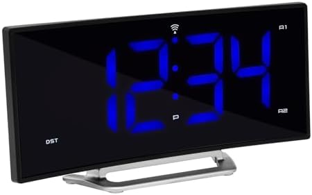 La Crosse Technology Curved Blue LED Atomic Dual Alarm Clock with 4 Time Zones