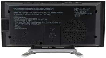 La Crosse Technology Curved Blue LED Atomic Dual Alarm Clock with 4 Time Zones