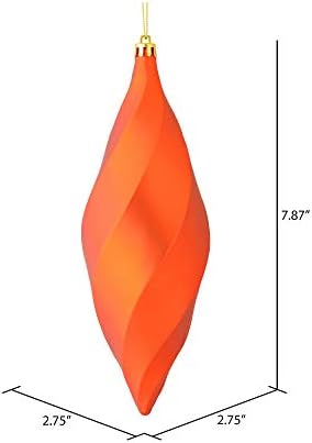 Vickerman 8 Inch Matte Swirl Finial Ornament 6 Pack Burnished Orange