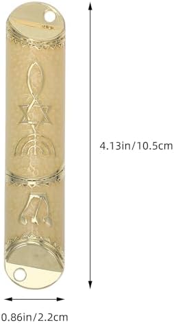 PRETYZOOM Beige Metal Mezuzah with Scroll for Door