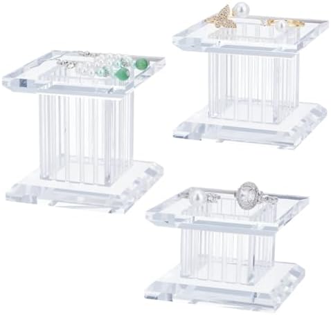 BENECREAT 3 Sizes Clear Acrylic Display Block for Gemstone Jewelry Pop Figures
