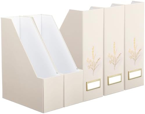 5 Pack Magazine File Holder Vertical Desk Organizer Beige