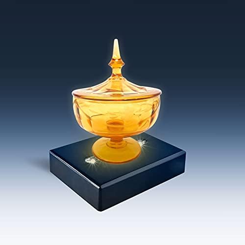 ASENTE 6 LED Light Pedestal with White Light - Black Lacquer Base