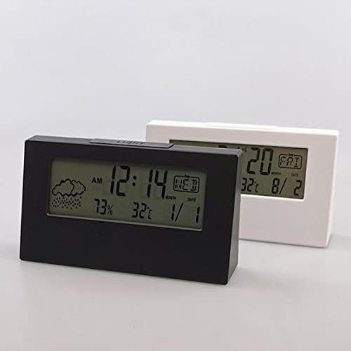 VOSAREA LCD Weather Display Alarm Clock with Humidity Black