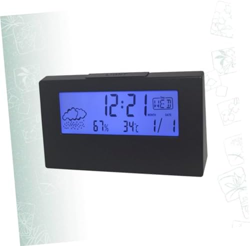 ABOOFAN LCD Temperature Humidity Alarm Clock with Weather
